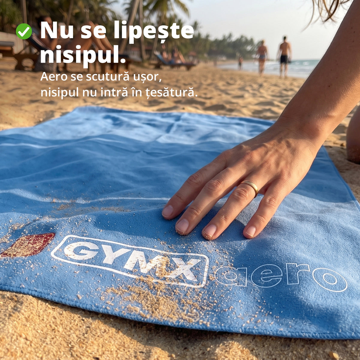 Prosop compact din microfibră, GYMX Aero XXL, albastru, 80x160cm