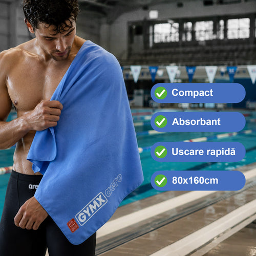 Prosop compact pentru baie, GYMX Aero Swim, 80x160cm