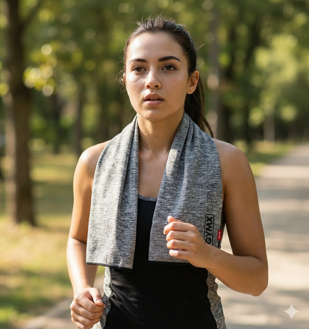 Prosop sport din microfibră GYMX Aero, 32x70cm, jogging, cationic gray