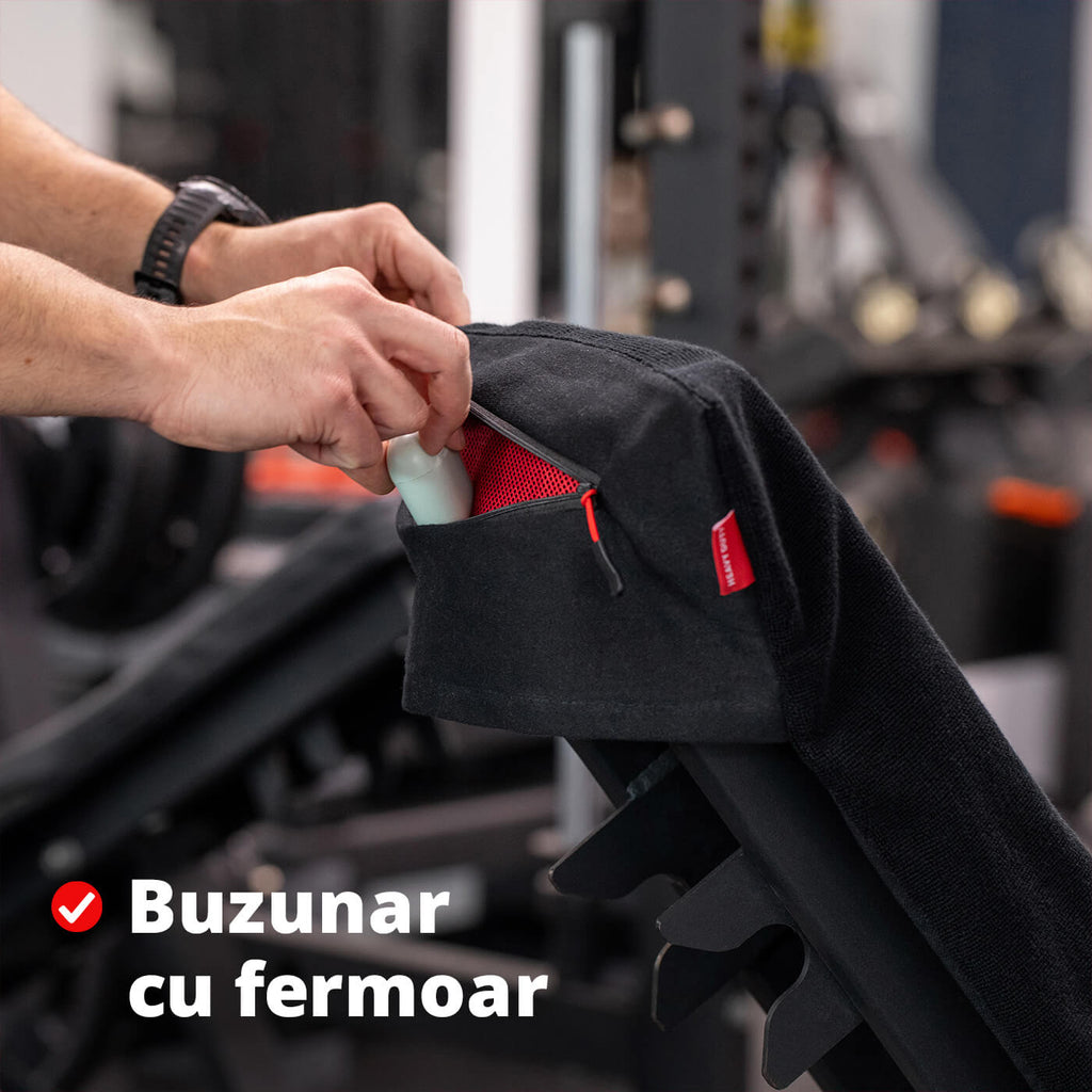 Prosop funcțional pentru sală din bumbac, 40x90cm, GYMX Heavy Duty (x1)