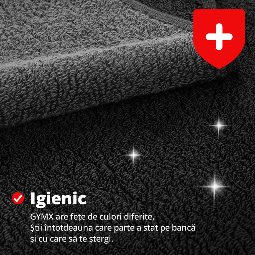 Prosop funcțional pentru sală din bumbac, 40x90cm, GYMX Heavy Duty (x1)