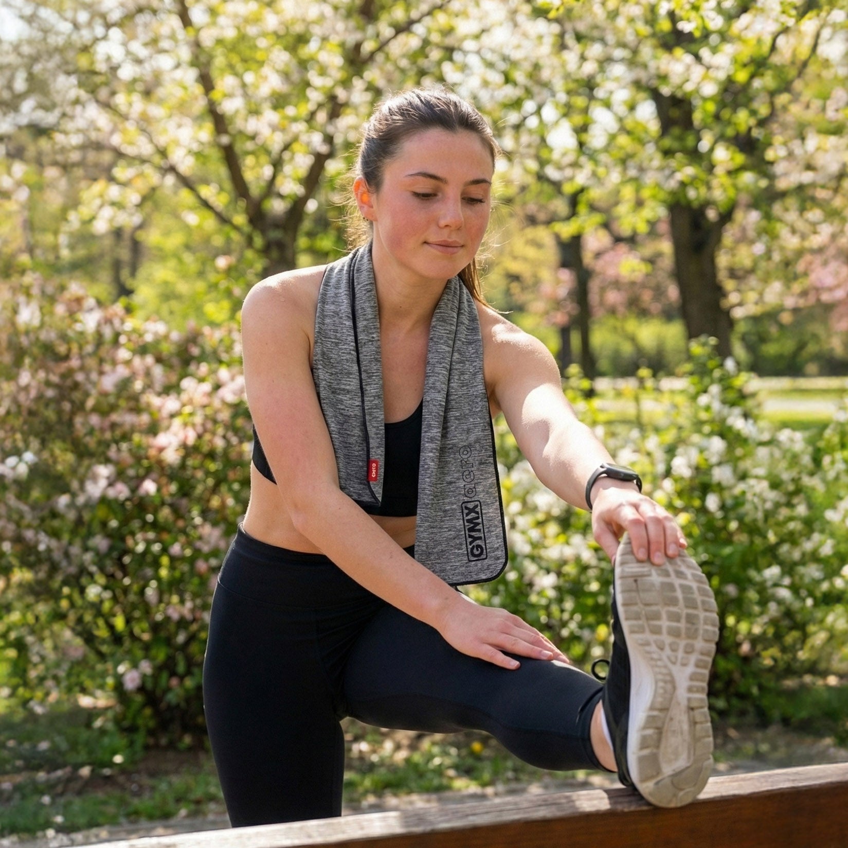 Prosop sport din microfibră GYMX Aero, 32x70cm, jogging, cationic gray